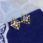 Retro Moonstone Stud Earrings June Birthstone | HJZB-243