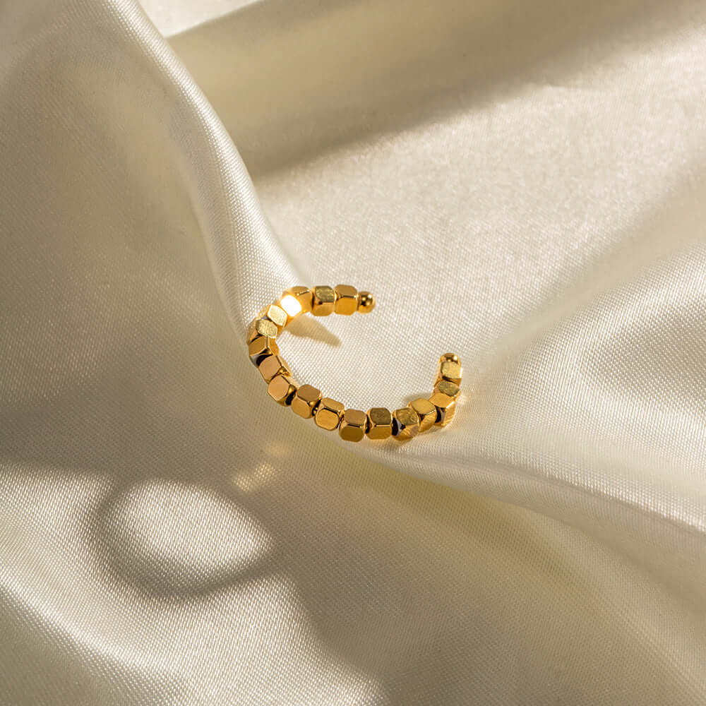18K Gold Cube Rings, Gold Beads Ring, Everday Ring