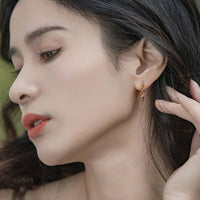 Simple Orange Garnet Lucky Hoop Earrings | ER294