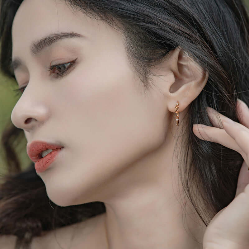 Simple Orange Garnet Lucky Hoop Earrings | ER294