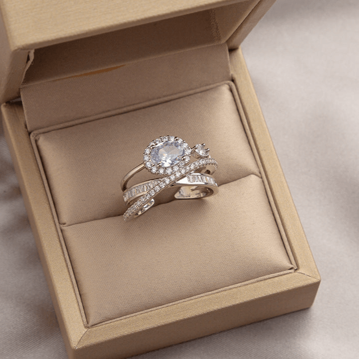 Emerald Green CZ Layer Cross Stacking Ring Set | K4205