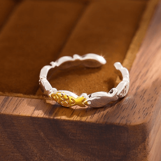 Cute Little Fish Layer Stacking Ring Silver