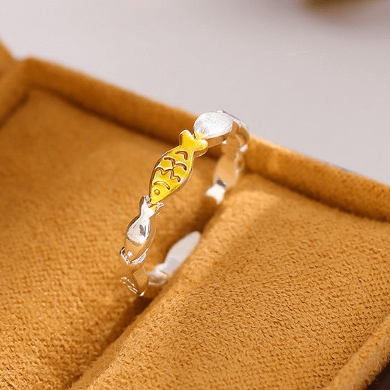 Cute Little Fish Layer Stacking Ring Silver
