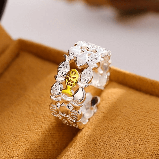 Cute Little Fish Layer Stacking Ring Silver
