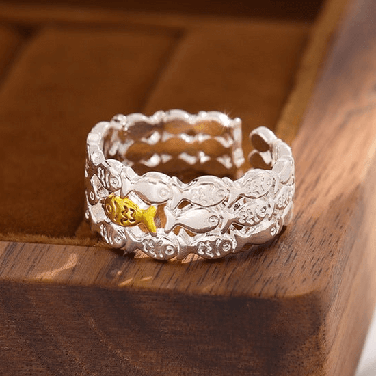 Cute Little Fish Layer Stacking Ring Silver