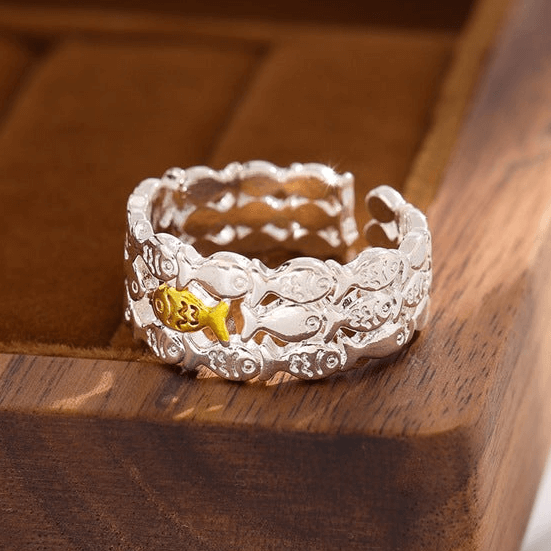 Cute Little Fish Layer Stacking Ring Silver
