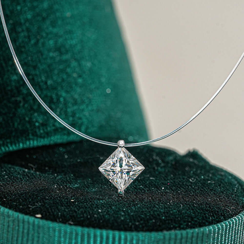 Moissanite Invisible Clear Necklace Minimal