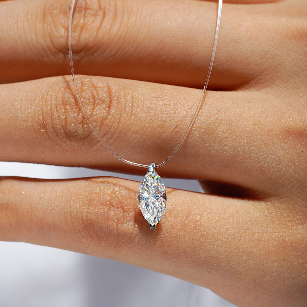 Moissanite Invisible Clear Necklace Minimal
