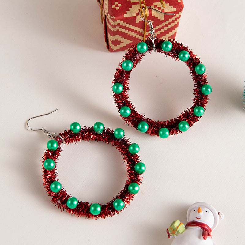 Christmas Jingle Bell Wealth Tinsel Hoop Earrings