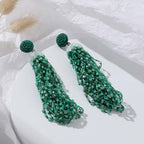 Bohemian Green Tassel Long Earrings