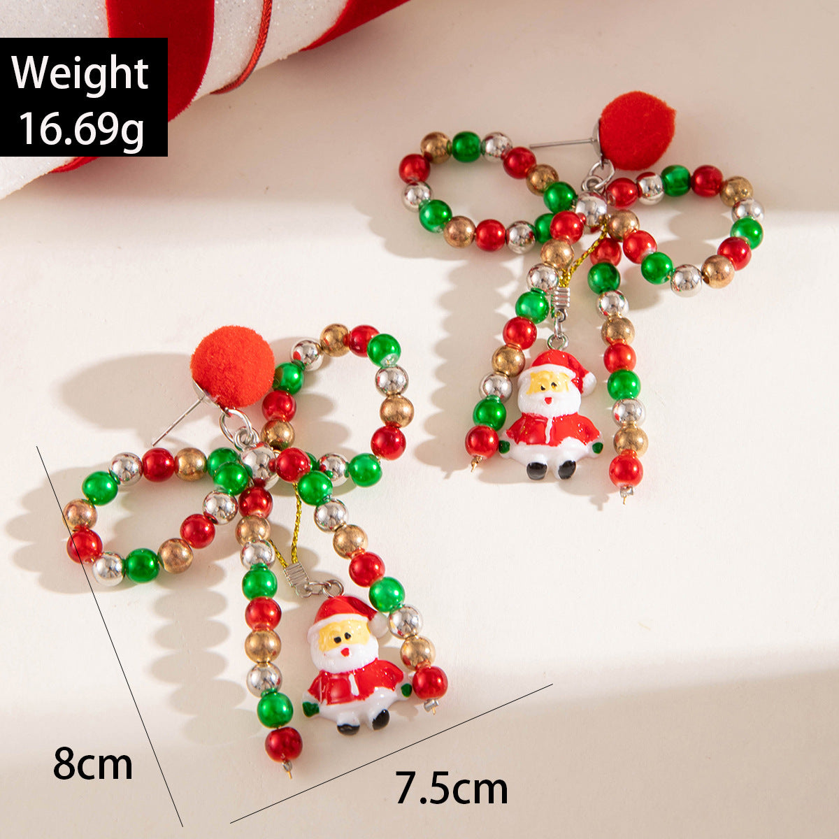 Christmas Huge Bow Knit Ball Santa Claus Drop Earring