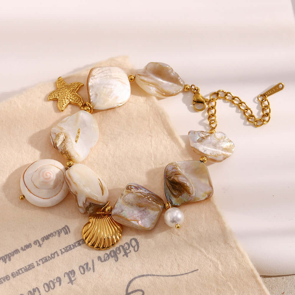 Seashell Conch Holiday Pearl Bracelet