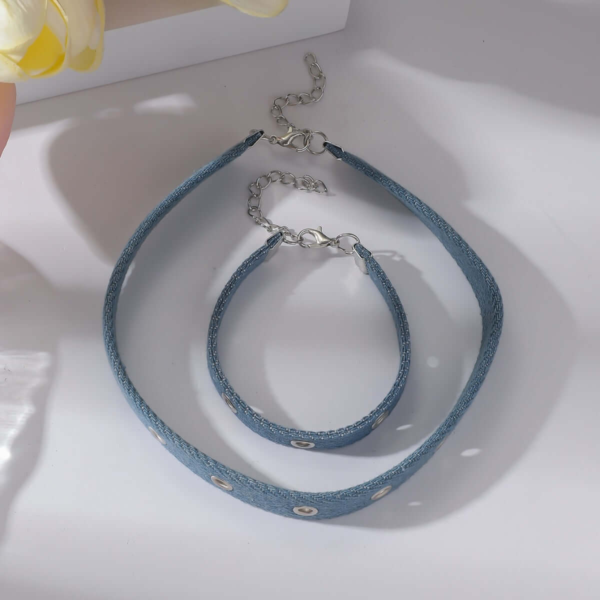 Chunky Denim Hoop Earring Y2K Choker Set