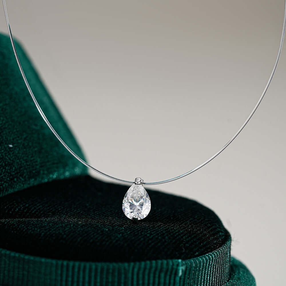 Moissanite Invisible Clear Necklace Minimal