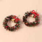 Xmas Wreath Color Beads Whimsical Woven Drop Earrings | RS017
