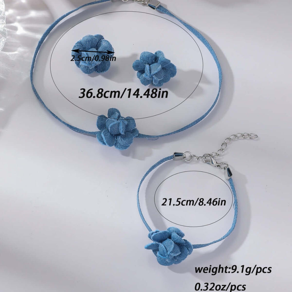 Chunky Denim Hoop Earring Y2K Choker Set