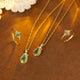 Green Fluorite Gemstone Earrings and Necklace