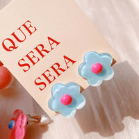 Pastel Y2K Flower Resin Ear Clip On Earrings