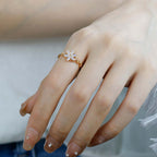 Romantic Flower Moonstone Ring Gold