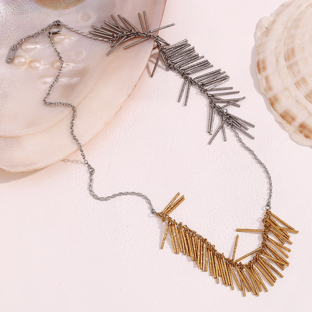 Chic Gold and Silver Statement Tassel Chain Necklace