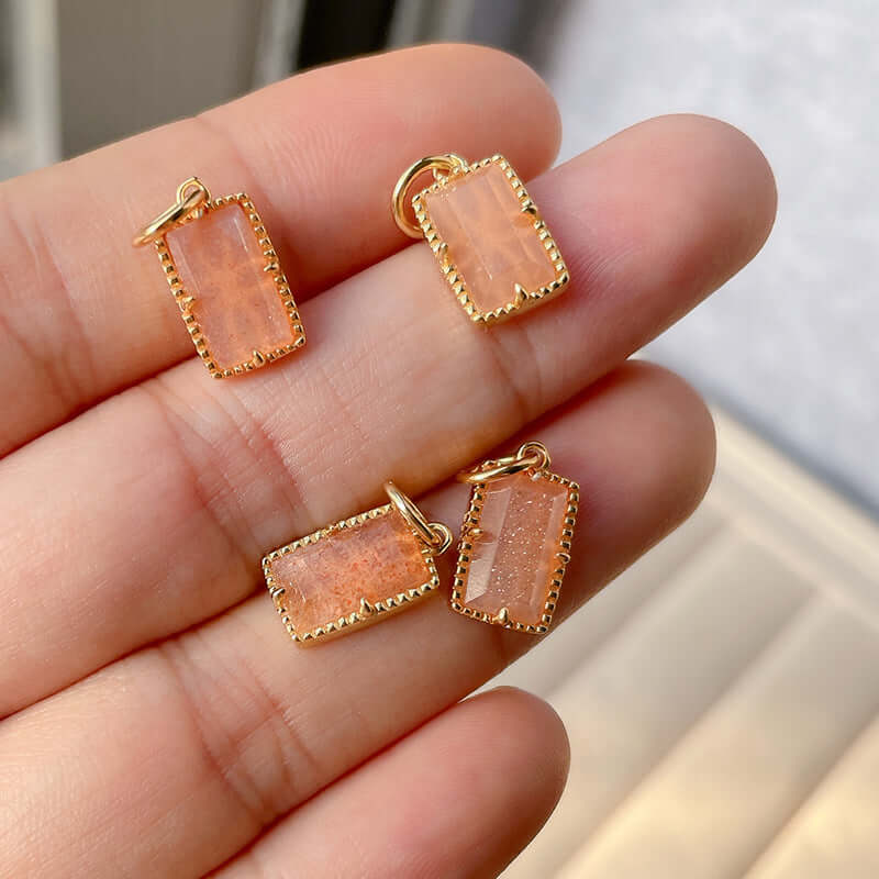 Vintage Orange Moonstone Pendant Necklace