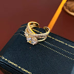 Emerald Green CZ Layer Cross Stacking Ring Set | K4205