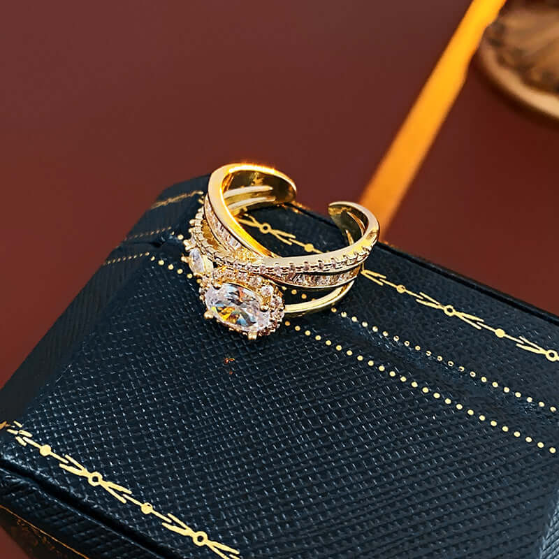 Emerald Green CZ Layer Cross Stacking Ring Set | K4205