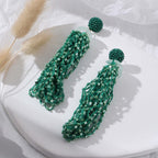 Bohemian Green Tassel Long Earrings