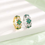 Gold Shamrock Ring, Clover Adjustable Ring, Lucky Ring