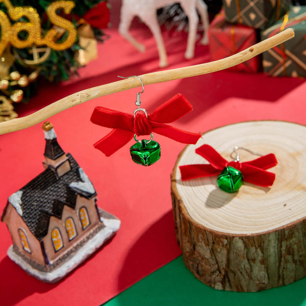 Christmas Jingle Bell Wealth Tinsel Hoop Earrings