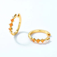 Simple Orange Garnet Lucky Hoop Earrings | ER294