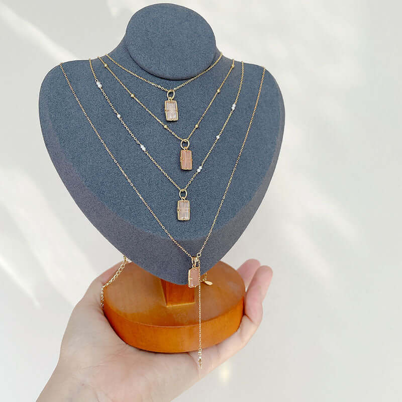 Vintage Orange Moonstone Pendant Necklace