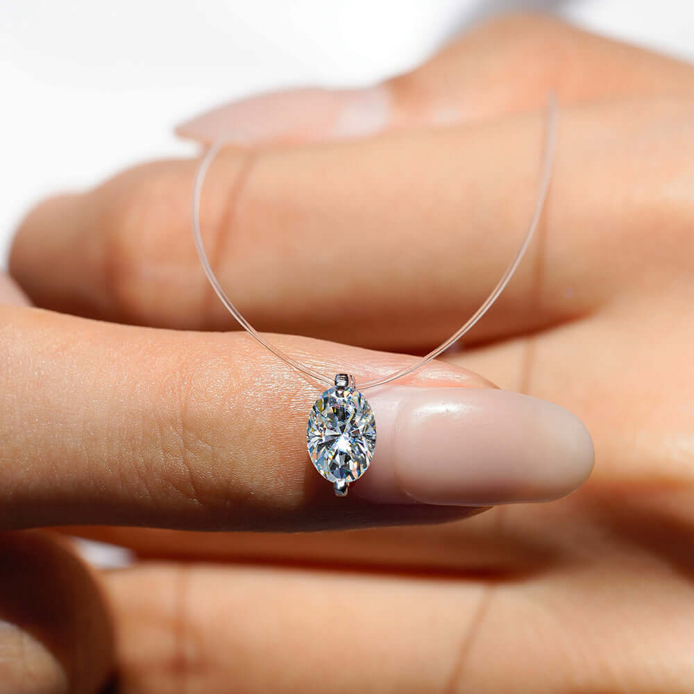 Moissanite Invisible Clear Necklace Minimal