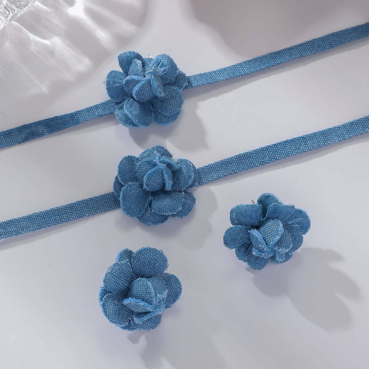 Chunky Denim Hoop Earring Y2K Choker Set