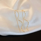 Gold Spiral Long Chain Threader Earrings