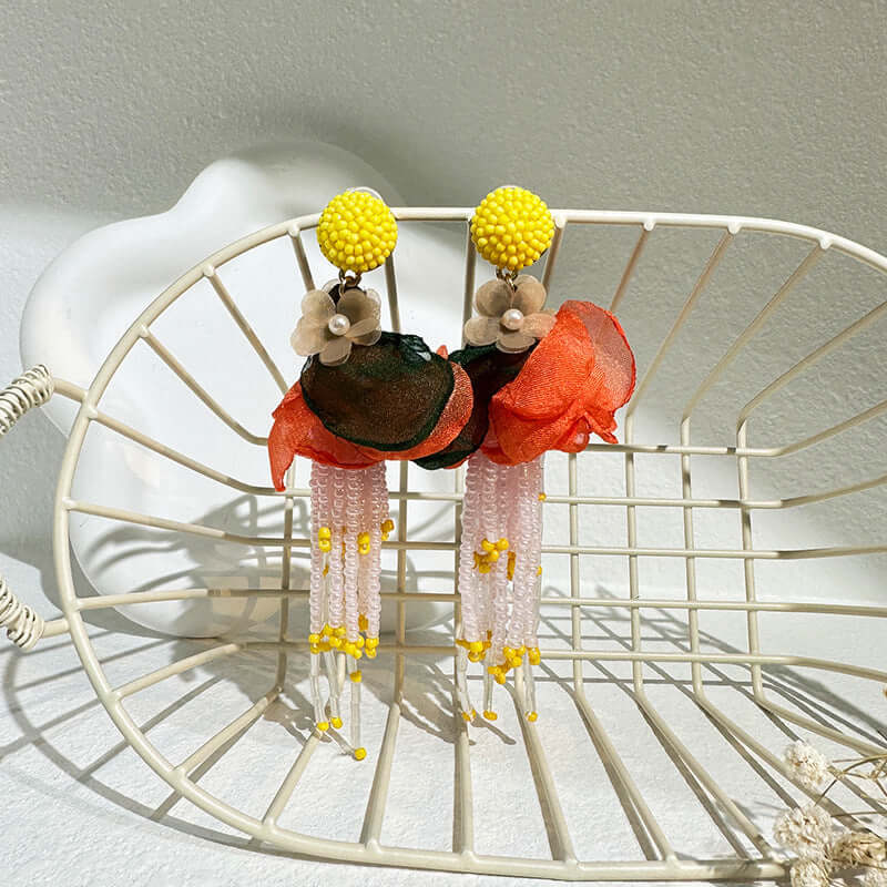 Bohemian Glass Bead Chandelier Earring