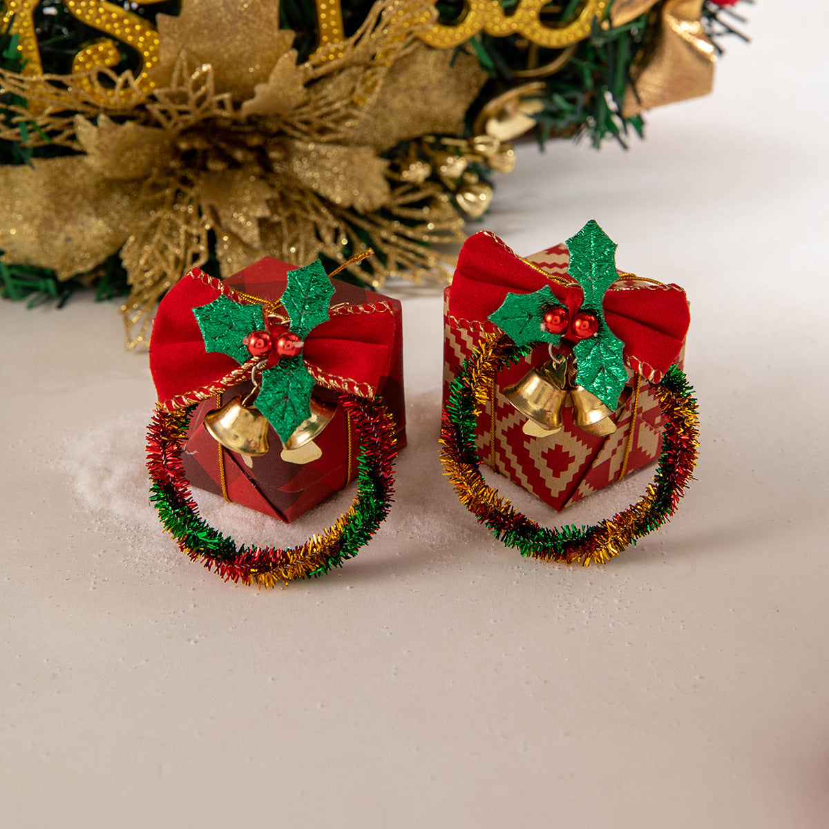 Christmas Jingle Bell Wealth Tinsel Hoop Earrings