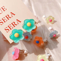 Pastel Y2K Flower Resin Ear Clip On Earrings