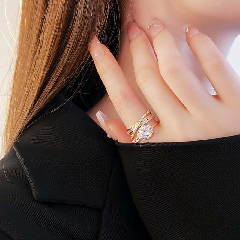 Emerald Green CZ Layer Cross Stacking Ring Set | K4205