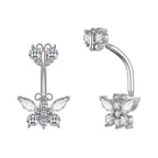 14G Purple CZ Butterfly Double Mount Dangle Belly Button Ring | WH2560