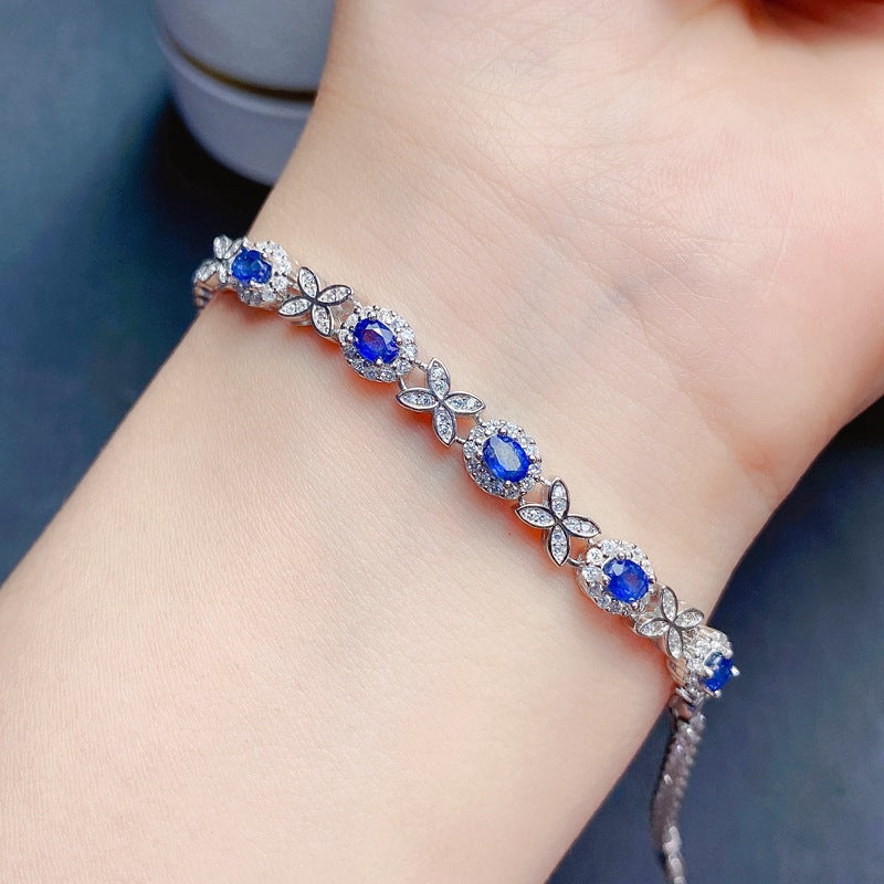 Sapphire Chain Bracelet, Sapphire Jewelry, Gemini Birthstone