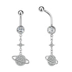 14G Purple CZ Butterfly Double Mount Dangle Belly Button Ring | WH2560