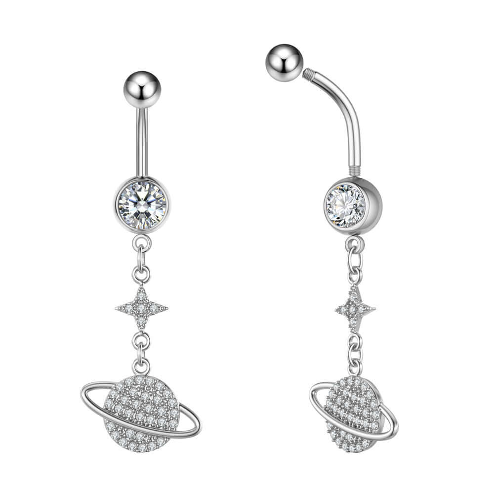 14G Purple CZ Butterfly Double Mount Dangle Belly Button Ring | WH2560