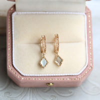 Mystery Celestial Brown Quartz Rhombus Drop Earrings