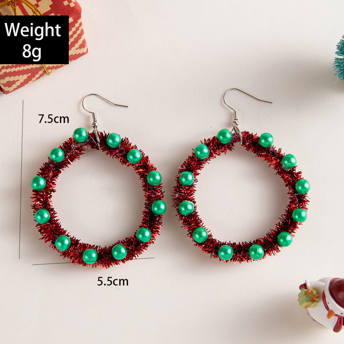 Christmas Jingle Bell Wealth Tinsel Hoop Earrings