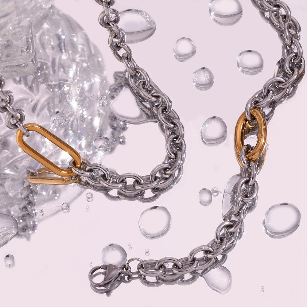 Edgy Chunky Two Tone Paperclip Chain Bracelet