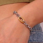 Edgy Chunky Two Tone Paperclip Chain Bracelet