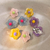 Pastel Y2K Flower Resin Ear Clip On Earrings