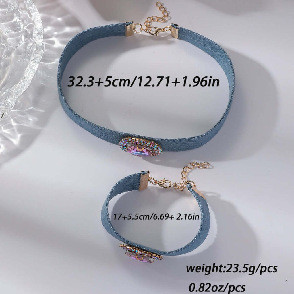 Chunky Denim Hoop Earring Y2K Choker Set