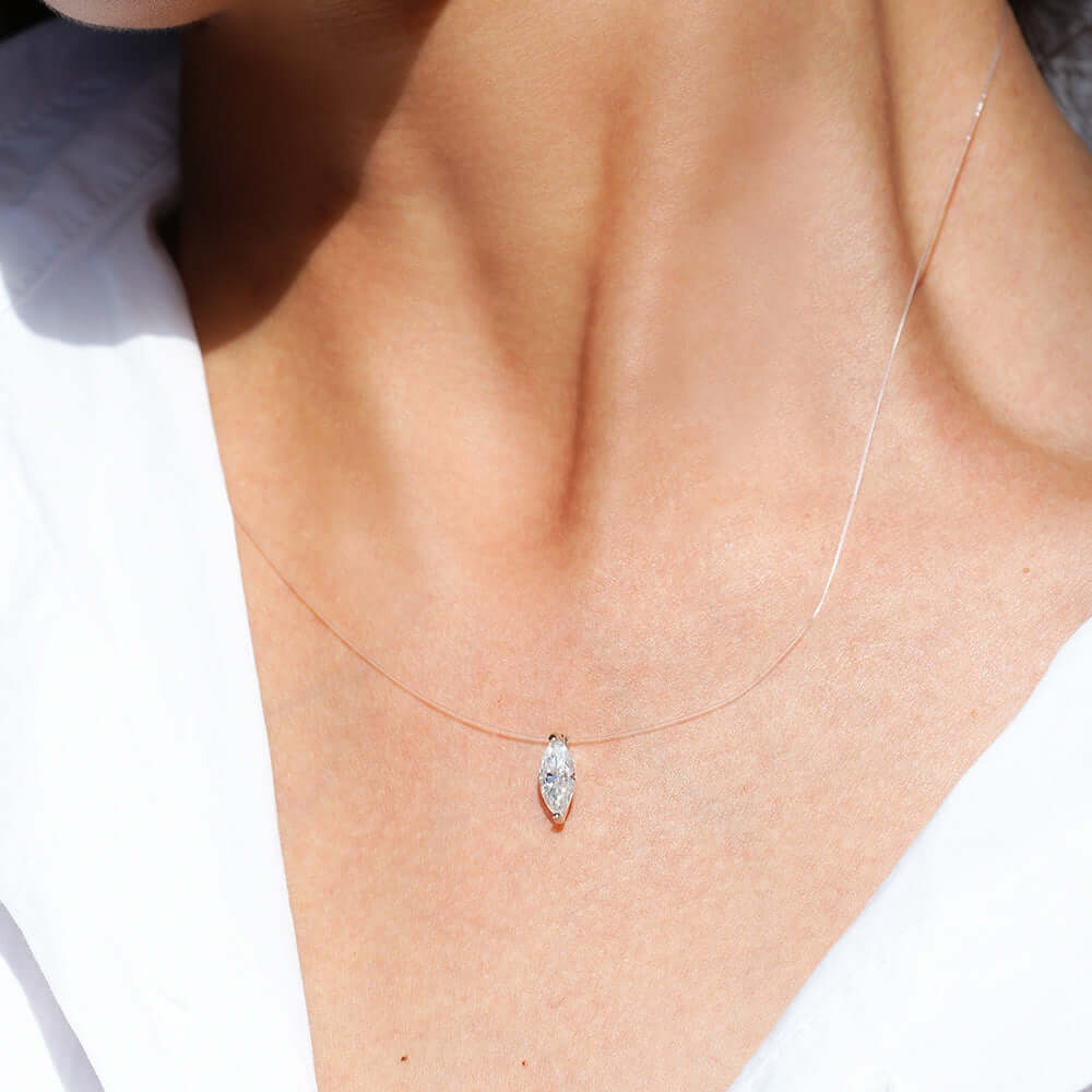 Moissanite Invisible Clear Necklace Minimal